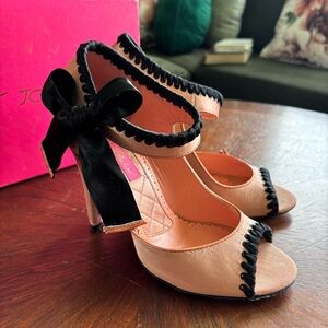 Betsey Johnson Black and Light Pink Heels with Bow